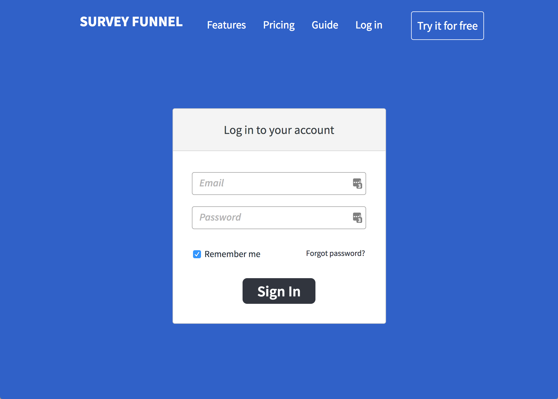 Login to Survey Funnel'