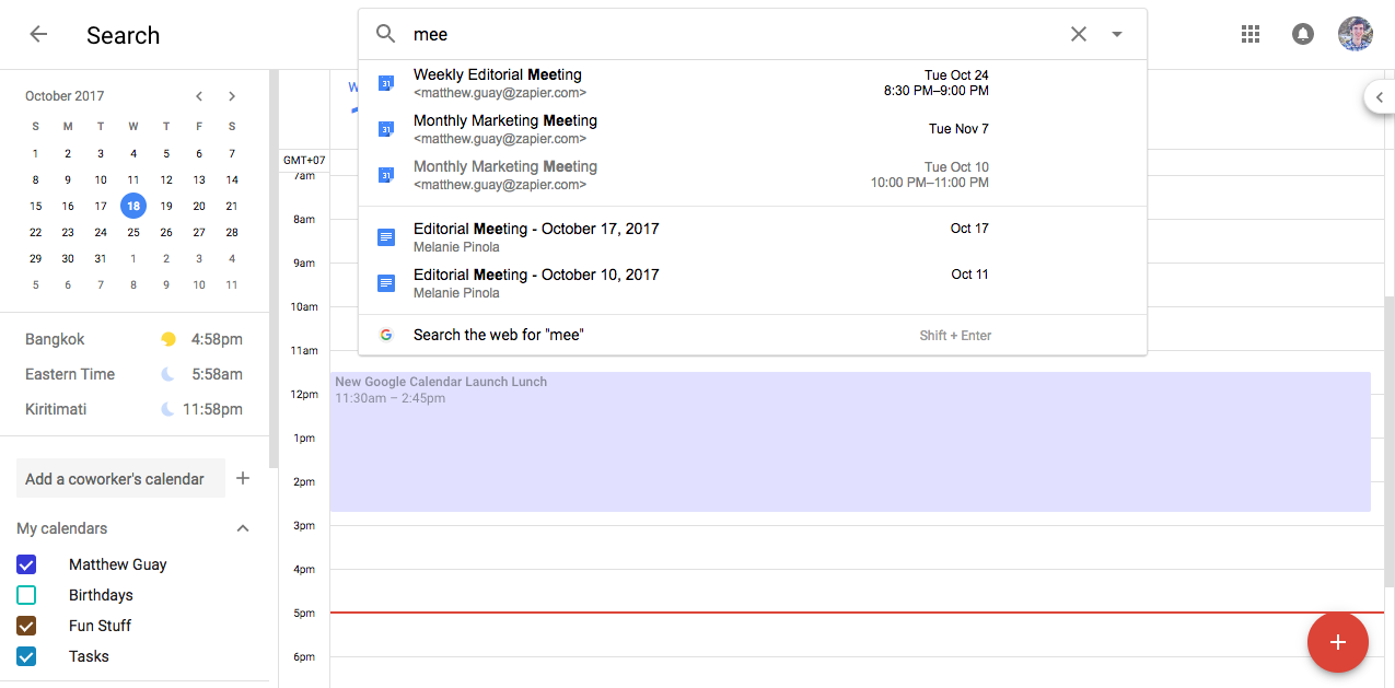 Google Calendar Search