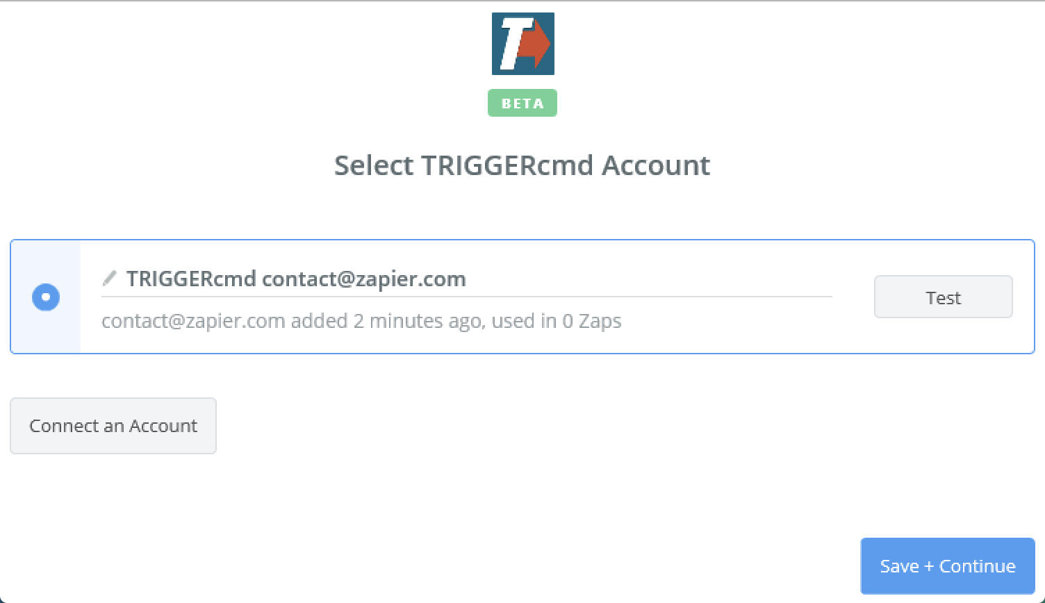 TRIGGERcmd connection successfull