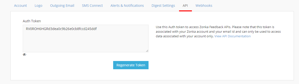 Zonka Feedback API Key in account
