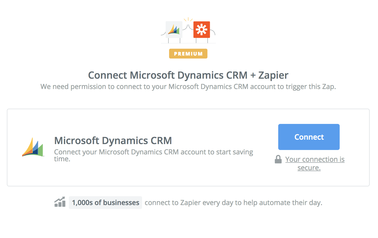 Click to connect Microsoft Dynamics CRM